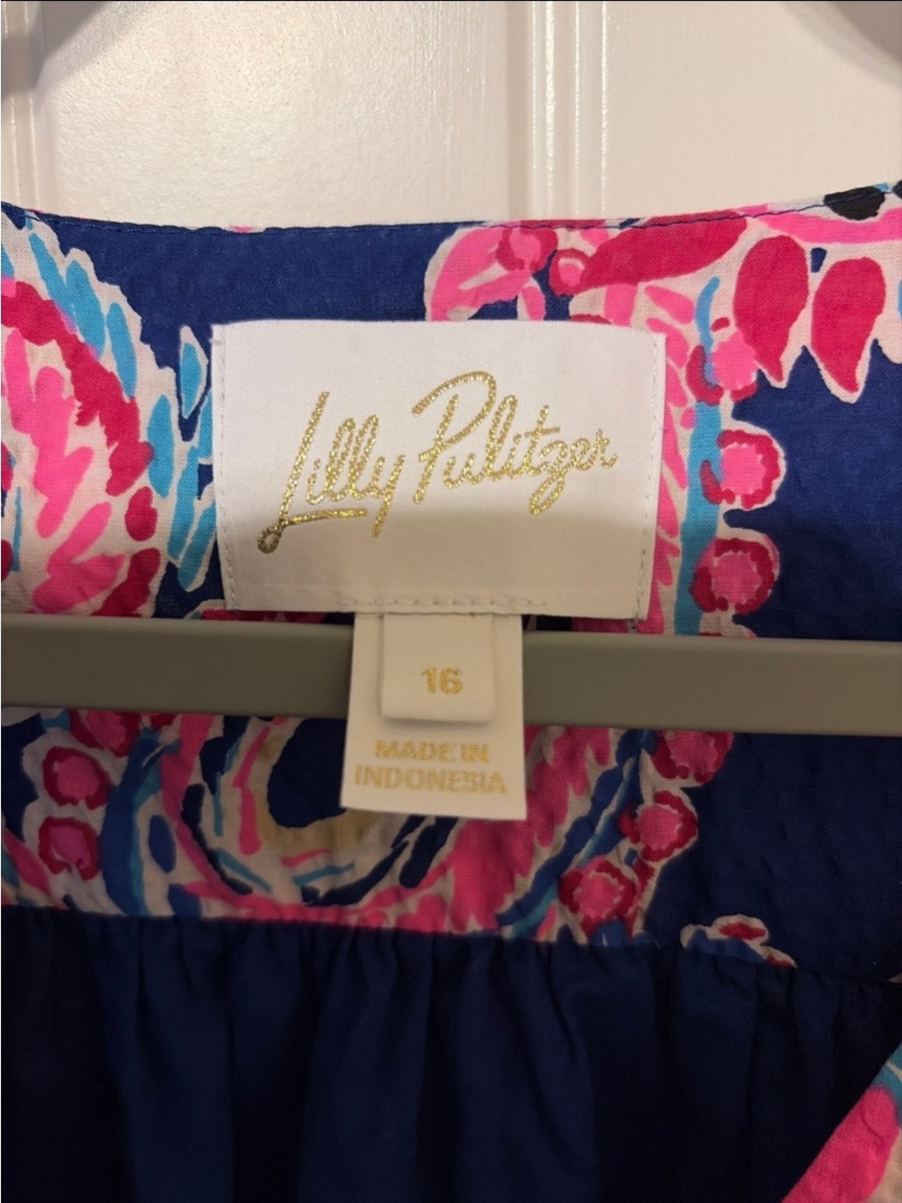 Lilly Pulitzer Navy Dress with Pink Paisley Print - Picture 4 of 10